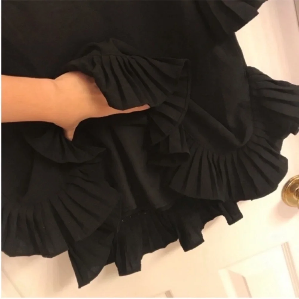 CARMEN MARC VALVO pleated-Trim Elbow-Sleeve Blouse - Picture 10 of 12